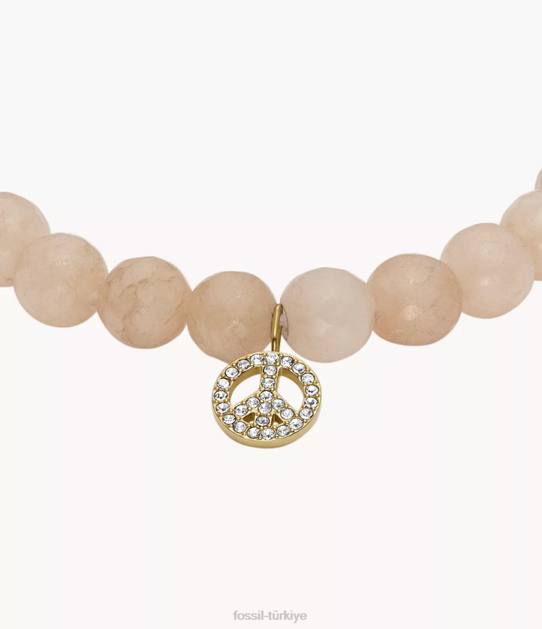 Fossil 6J041305 altın tonu sutton modern ve sihirli şeftali yeşim boncuklu bilezik takı kadınlar