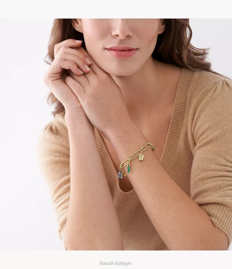Fossil 6J04962 opal/yeşil acenturin/mavi emaye yıldız savaşları çekicilik bilezik takı kadınlar