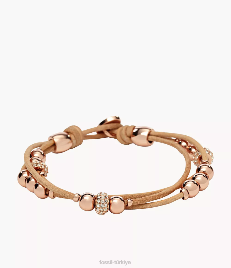 Fossil 6J04965 bej/kahverengi/gül altın sadie rondelle bileklik takı kadınlar