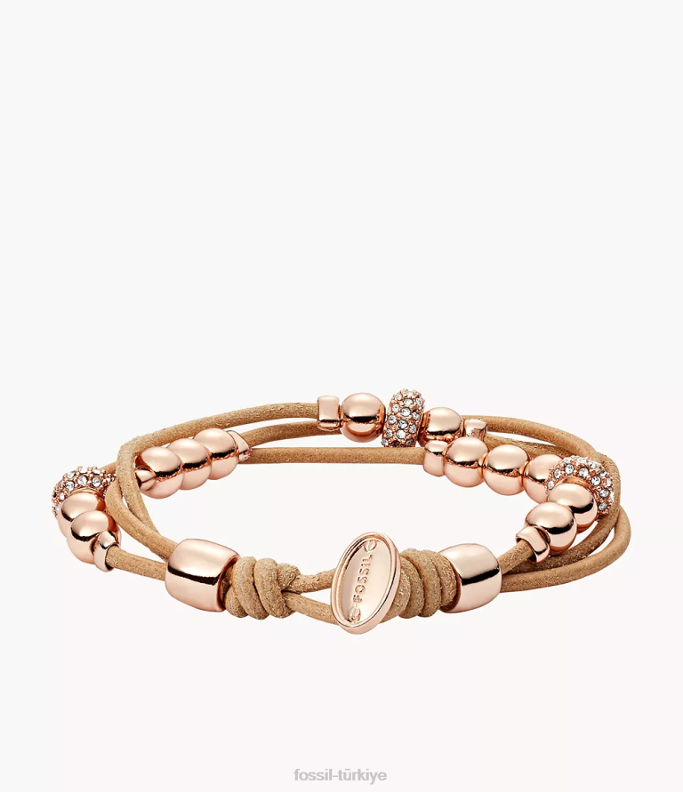 Fossil 6J04965 bej/kahverengi/gül altın sadie rondelle bileklik takı kadınlar