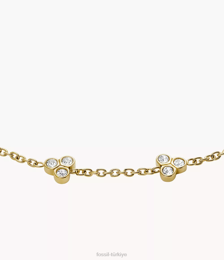 Fossil 6J04966 altın tonu sadie trio glitz paslanmaz çelik istasyon bilekliği takı kadınlar