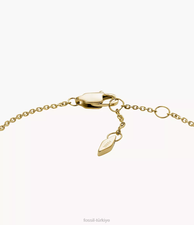 Fossil 6J04966 altın tonu sadie trio glitz paslanmaz çelik istasyon bilekliği takı kadınlar