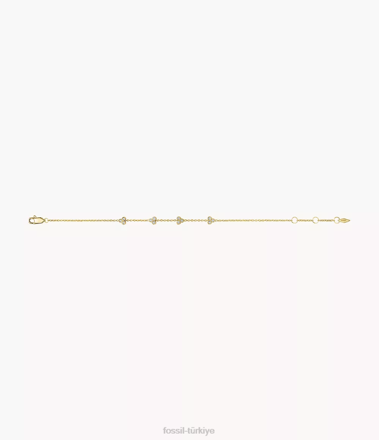 Fossil 6J04966 altın tonu sadie trio glitz paslanmaz çelik istasyon bilekliği takı kadınlar