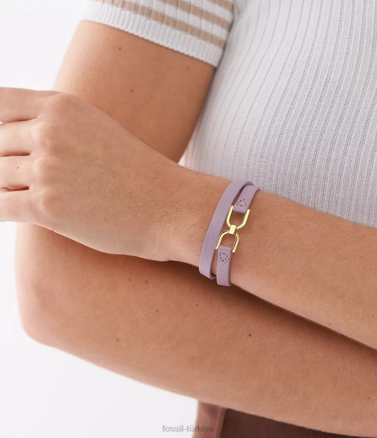 Fossil 6J04968 lavanta miras d-link deri kayış bileklik takı kadınlar