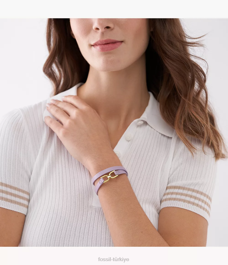 Fossil 6J04968 lavanta miras d-link deri kayış bileklik takı kadınlar