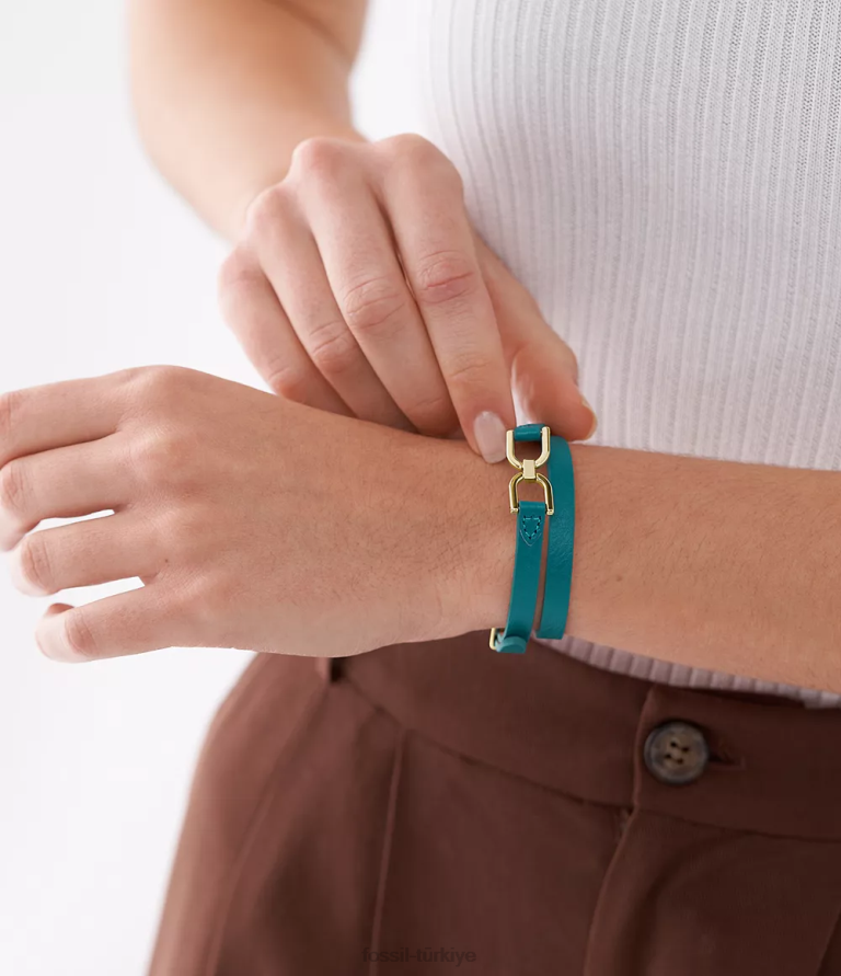 Fossil 6J04971 dumanlı mavi miras d-link deri kayış bileklik takı kadınlar