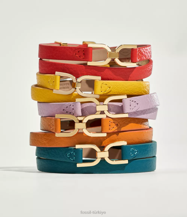 Fossil 6J04971 dumanlı mavi miras d-link deri kayış bileklik takı kadınlar