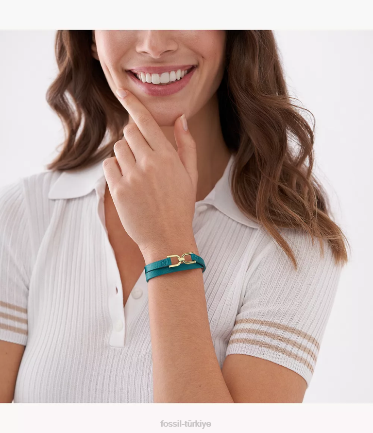 Fossil 6J04971 dumanlı mavi miras d-link deri kayış bileklik takı kadınlar