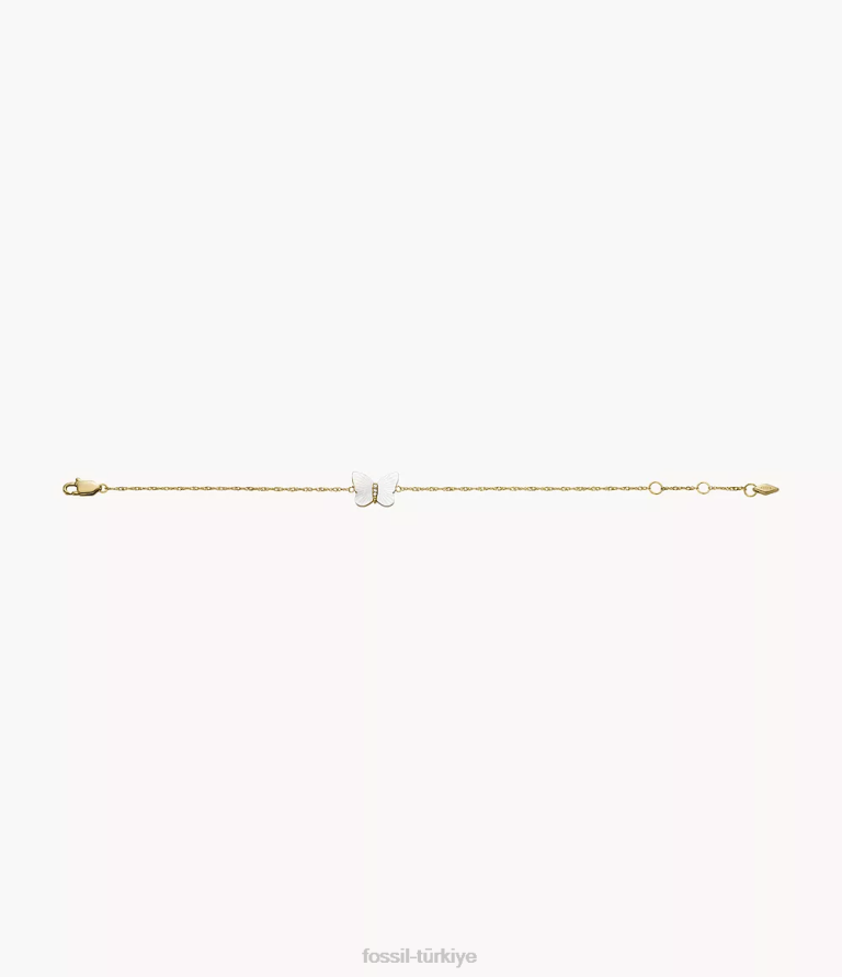 Fossil 6J04973 beyaz sedef parlak kanatlar kelebek zincir bileklik takı kadınlar