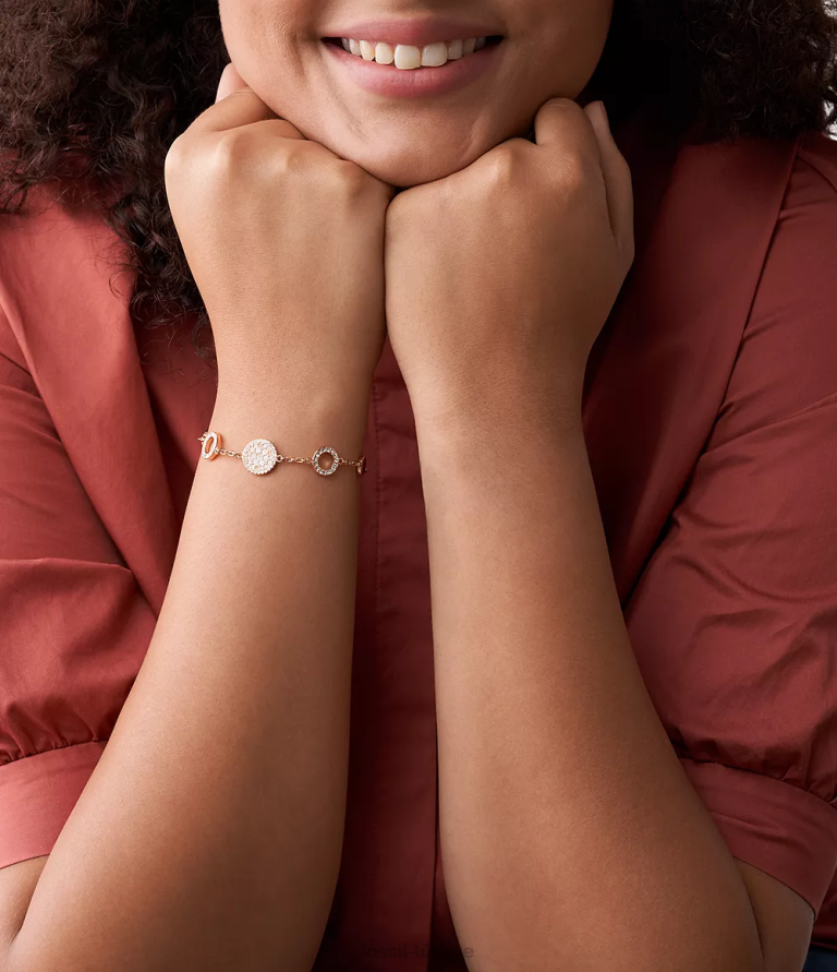 Fossil 6J04974 sedef val mozaik disk istasyonu bilezik takı kadınlar