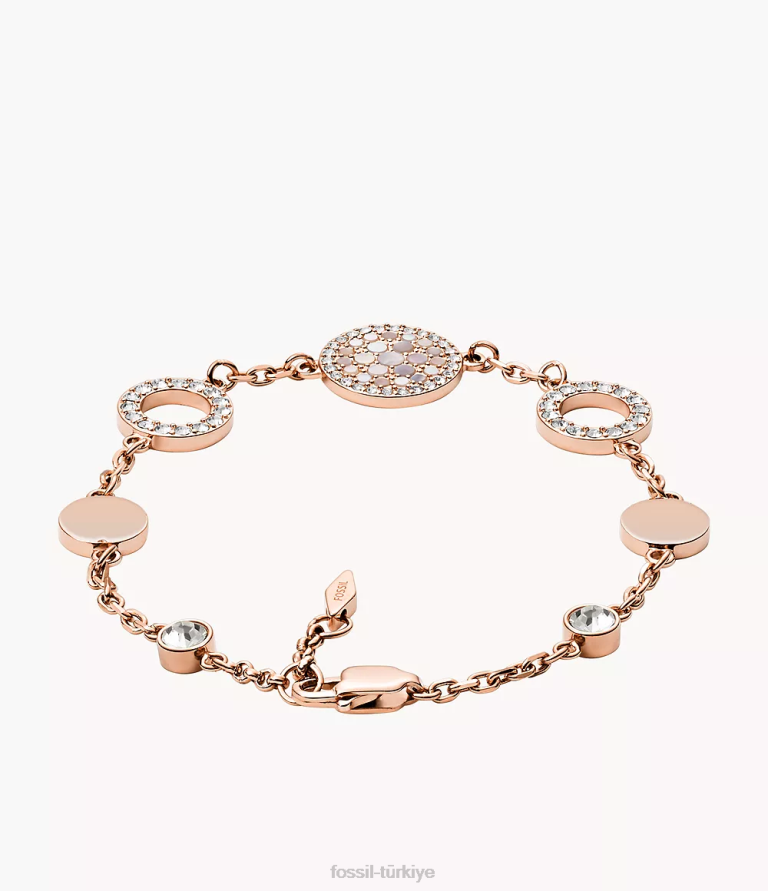 Fossil 6J04974 sedef val mozaik disk istasyonu bilezik takı kadınlar