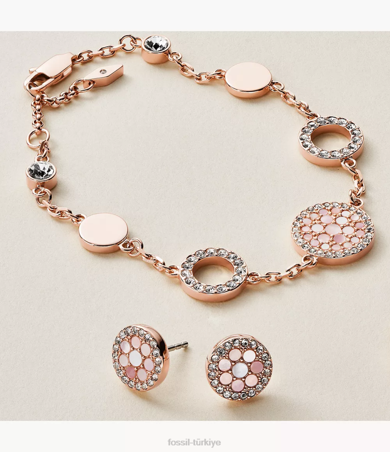 Fossil 6J04974 sedef val mozaik disk istasyonu bilezik takı kadınlar