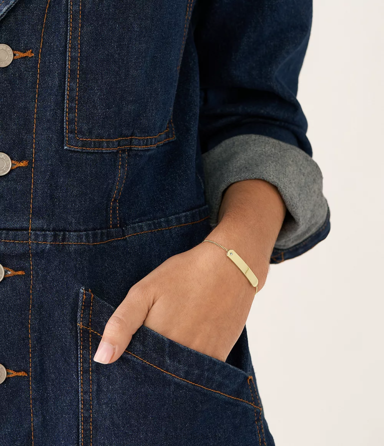 Fossil 6J04976 altın tonu paslanmaz çelik çubuk zincir bilezik çekti takı kadınlar