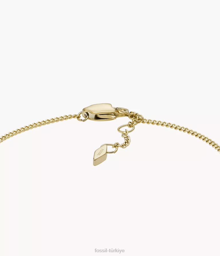 Fossil 6J04976 altın tonu paslanmaz çelik çubuk zincir bilezik çekti takı kadınlar