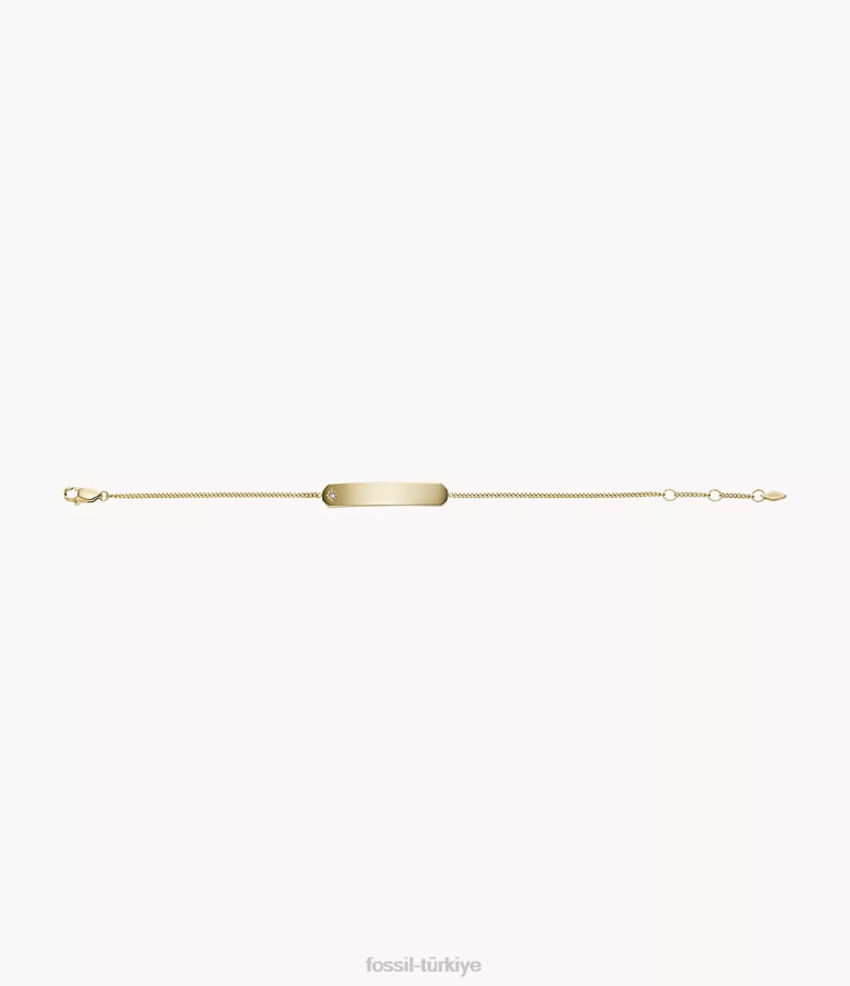 Fossil 6J04976 altın tonu paslanmaz çelik çubuk zincir bilezik çekti takı kadınlar