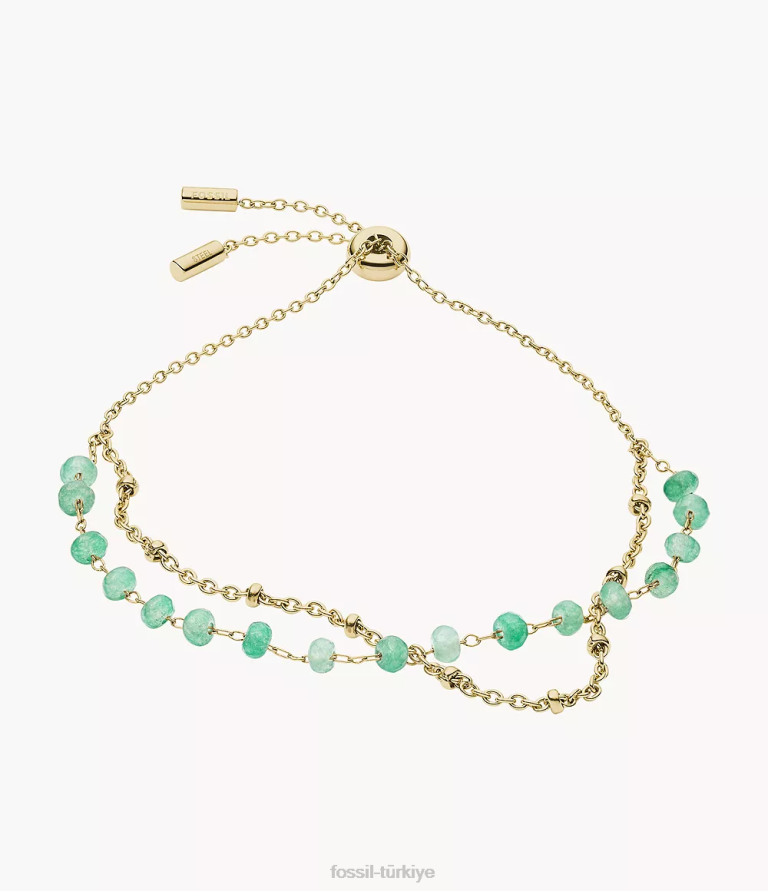 Fossil 6J04977 yeşil gürcistan modern çayırlar yeşim boncuklu bilezik takı kadınlar