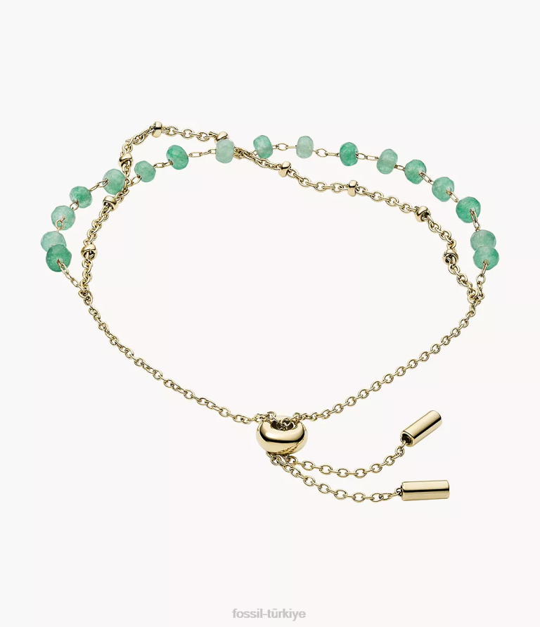 Fossil 6J04977 yeşil gürcistan modern çayırlar yeşim boncuklu bilezik takı kadınlar