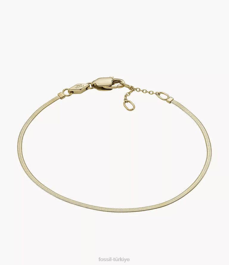 Fossil 6J04978 altın tonu tamamı yığılmış paslanmaz çelik zincir bileklik takı kadınlar