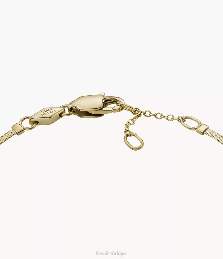 Fossil 6J04978 altın tonu tamamı yığılmış paslanmaz çelik zincir bileklik takı kadınlar