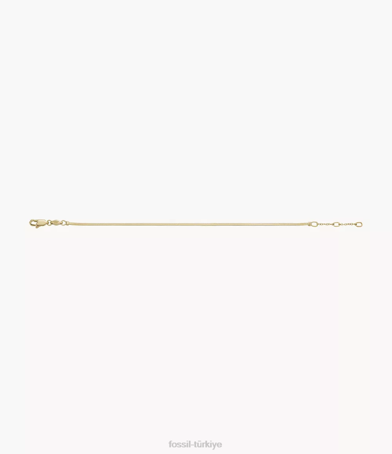 Fossil 6J04978 altın tonu tamamı yığılmış paslanmaz çelik zincir bileklik takı kadınlar