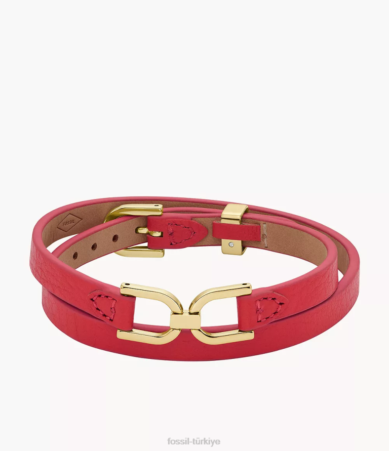 Fossil 6J04979 pembe miras d-link deri kayış bileklik takı kadınlar