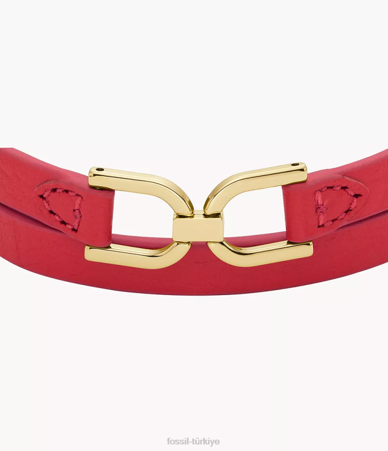 Fossil 6J04979 pembe miras d-link deri kayış bileklik takı kadınlar