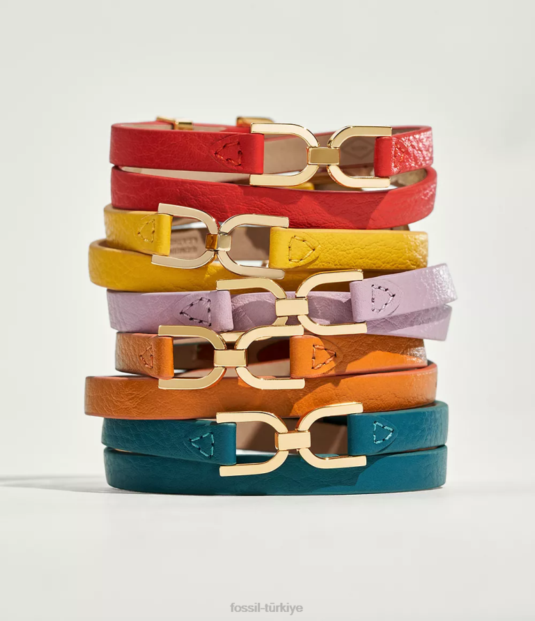 Fossil 6J04979 pembe miras d-link deri kayış bileklik takı kadınlar