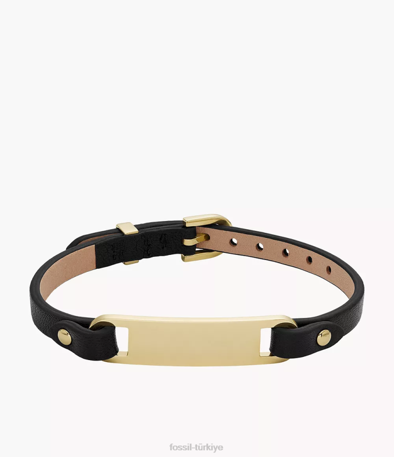 Fossil 6J04980 siyah miras plak deri kayış bilezik takı kadınlar