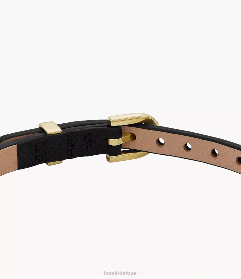 Fossil 6J04980 siyah miras plak deri kayış bilezik takı kadınlar