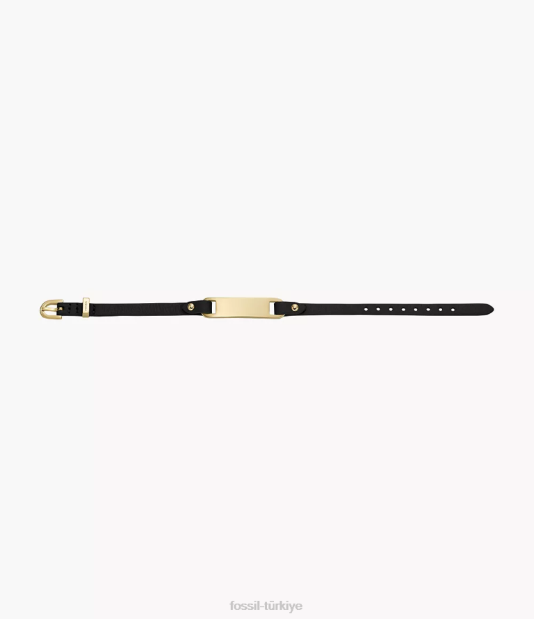 Fossil 6J04980 siyah miras plak deri kayış bilezik takı kadınlar