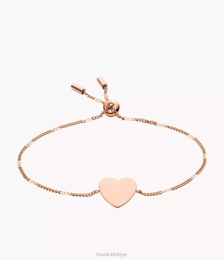Fossil 6J04984 gül altın tonu şerit kalp çelik bilezik takı kadınlar