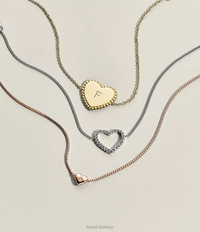 Fossil 6J04985 Altın gül gerçek aşk 14k kaplama şeffaf laboratuvarda yetiştirilen pırlanta istasyon bilekliği takı kadınlar