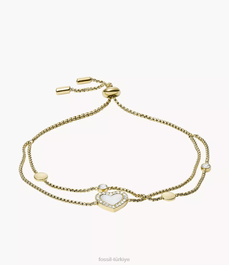 Fossil 6J04986 altın tonu val kalp ikilisi paslanmaz çelik bileklik takı kadınlar