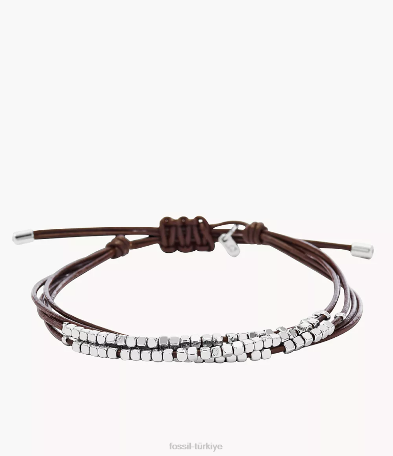 Fossil 6J04988 kahverengi/gümüş Sadie Dainty Rondelle Kaydırmalı Bileklik takı kadınlar