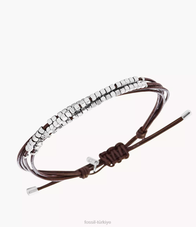 Fossil 6J04988 kahverengi/gümüş Sadie Dainty Rondelle Kaydırmalı Bileklik takı kadınlar