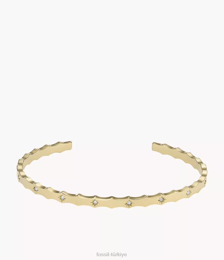 Fossil 6J04989 altın tonu sadie fistolu kenar paslanmaz çelik manşet bilezik takı kadınlar