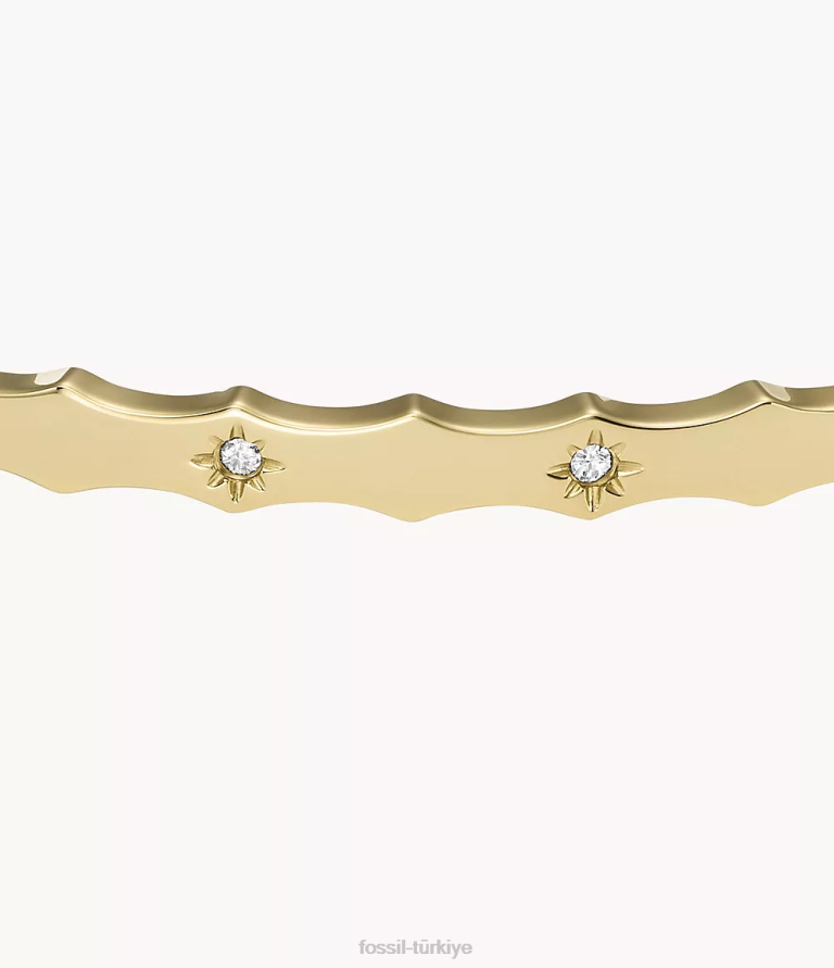 Fossil 6J04989 altın tonu sadie fistolu kenar paslanmaz çelik manşet bilezik takı kadınlar