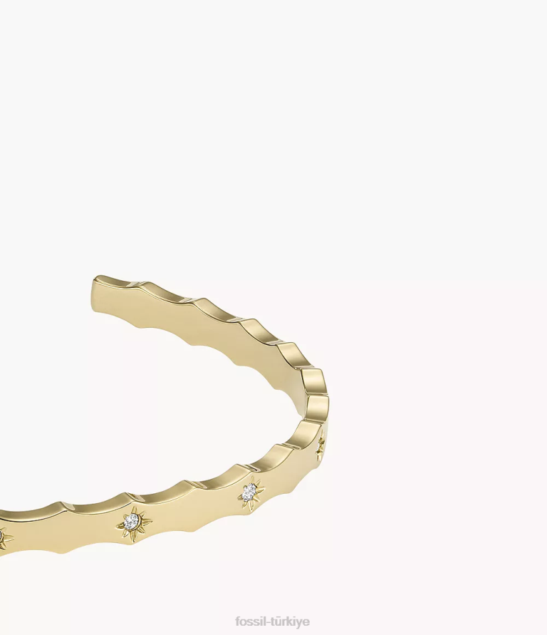 Fossil 6J04989 altın tonu sadie fistolu kenar paslanmaz çelik manşet bilezik takı kadınlar