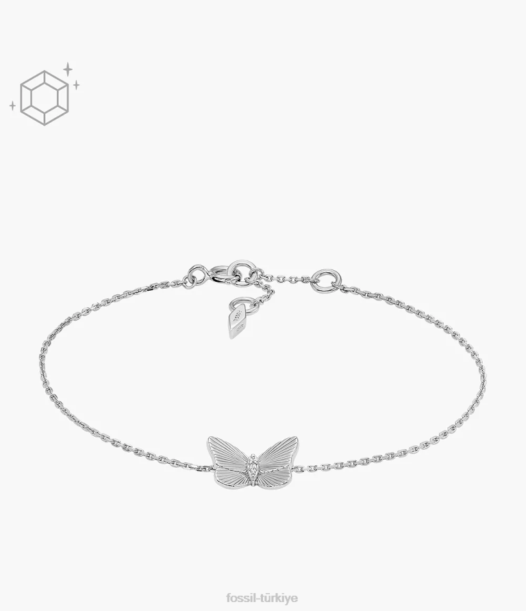 Fossil 6J04992 gümüş ayar kelebekler zincir bilezik takı kadınlar