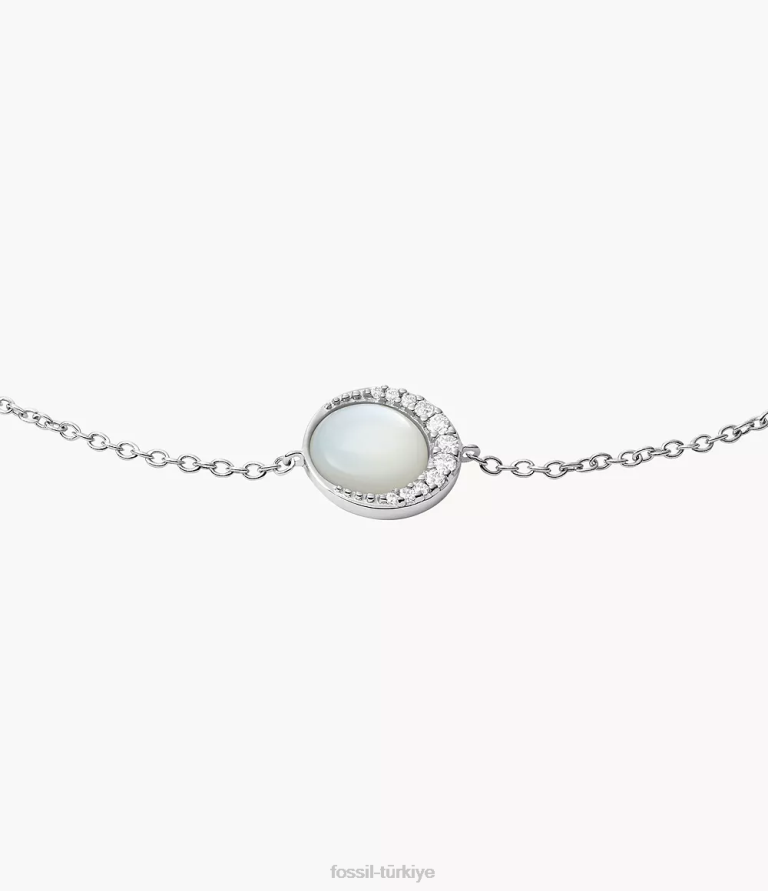 Fossil 6J04993 beyaz sedef hilal ayarlı zincir bileklik takı kadınlar