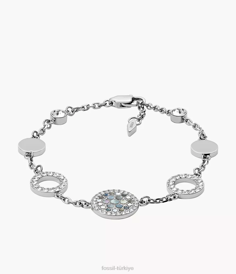 Fossil 6J04994 sedef val mozaik disk istasyonu bilezik takı kadınlar