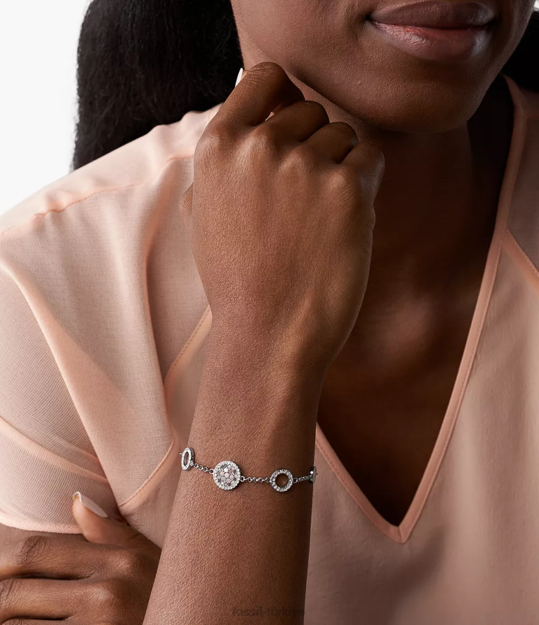 Fossil 6J04994 sedef val mozaik disk istasyonu bilezik takı kadınlar