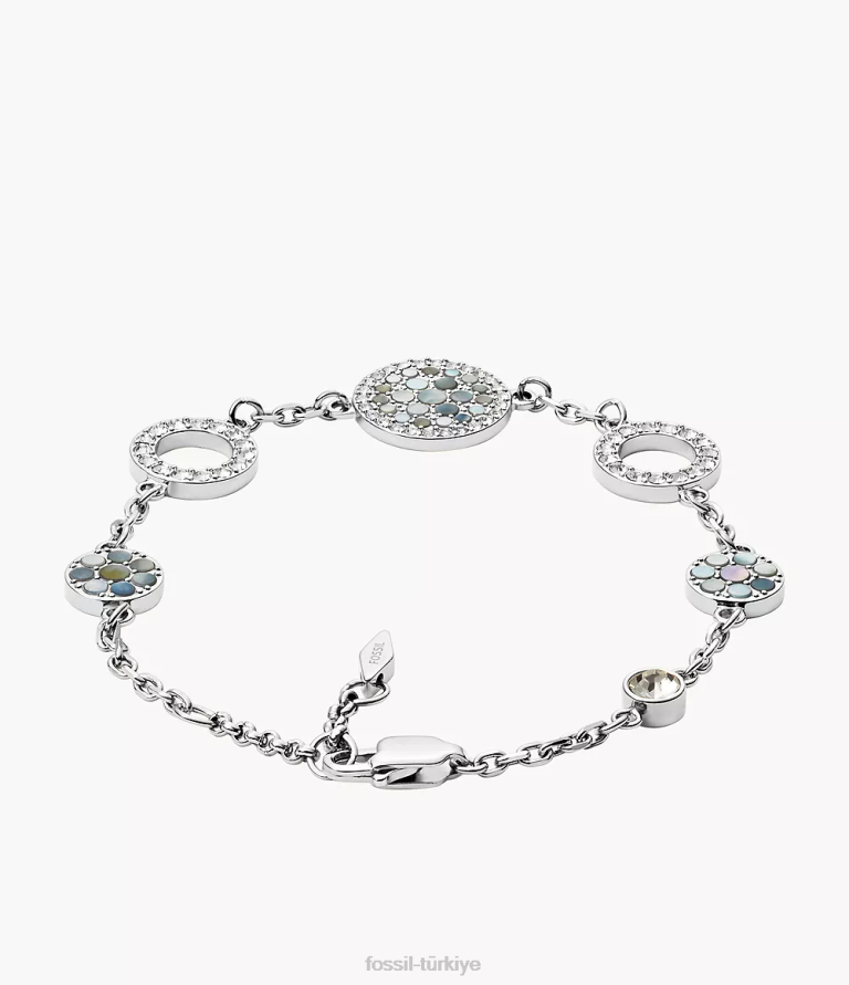 Fossil 6J04994 sedef val mozaik disk istasyonu bilezik takı kadınlar