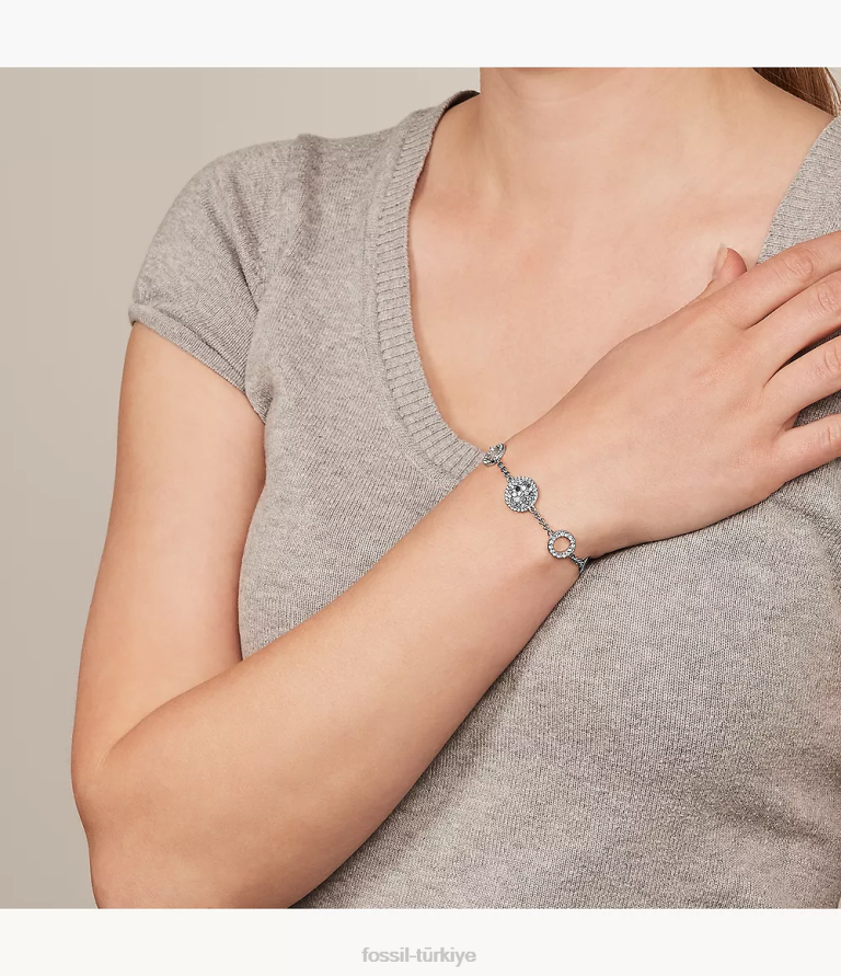 Fossil 6J04994 sedef val mozaik disk istasyonu bilezik takı kadınlar