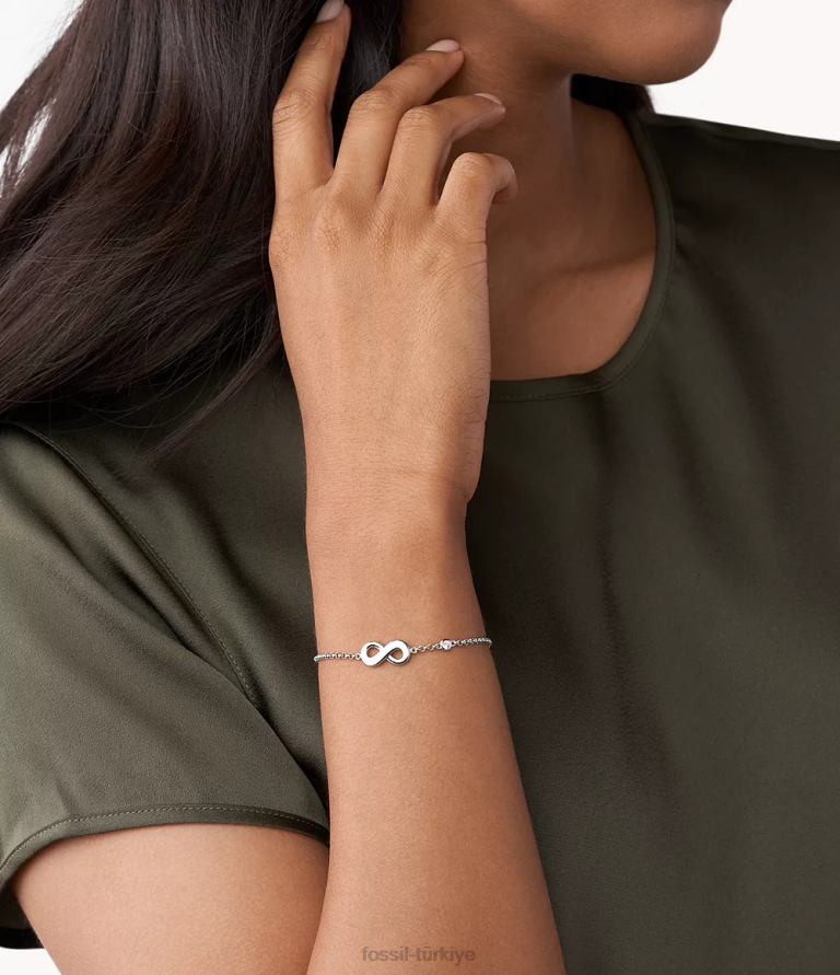 Fossil 6J04995 gümüş elliott sonsuz aşk sterlini kutulu bileklik takı kadınlar