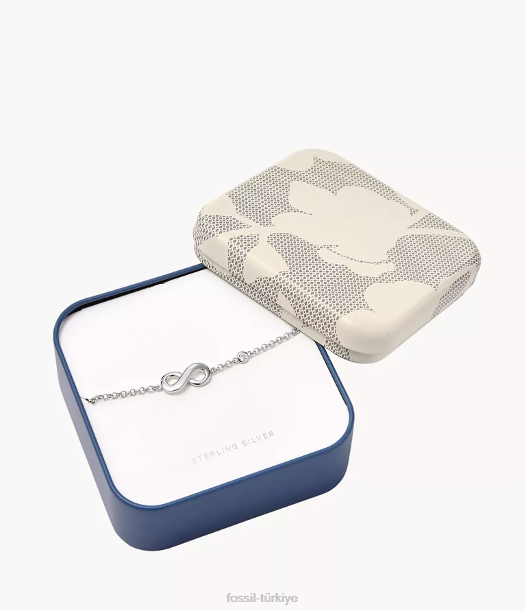 Fossil 6J04995 gümüş elliott sonsuz aşk sterlini kutulu bileklik takı kadınlar