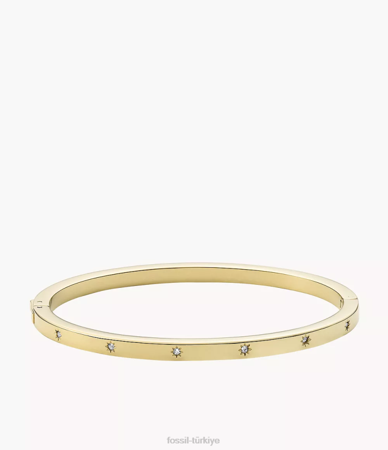 Fossil 6J04997 altın tonu sutton parlaklık parlak paslanmaz çelik manşet bilezik takı kadınlar