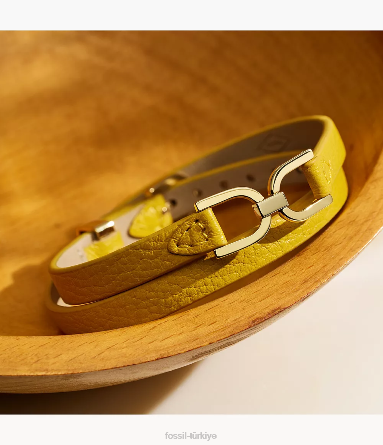 Fossil 6J04998 limon sarısı miras d-link deri kayış bileklik takı kadınlar