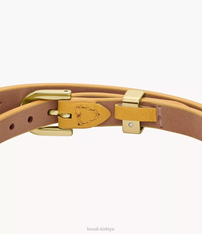 Fossil 6J04998 limon sarısı miras d-link deri kayış bileklik takı kadınlar
