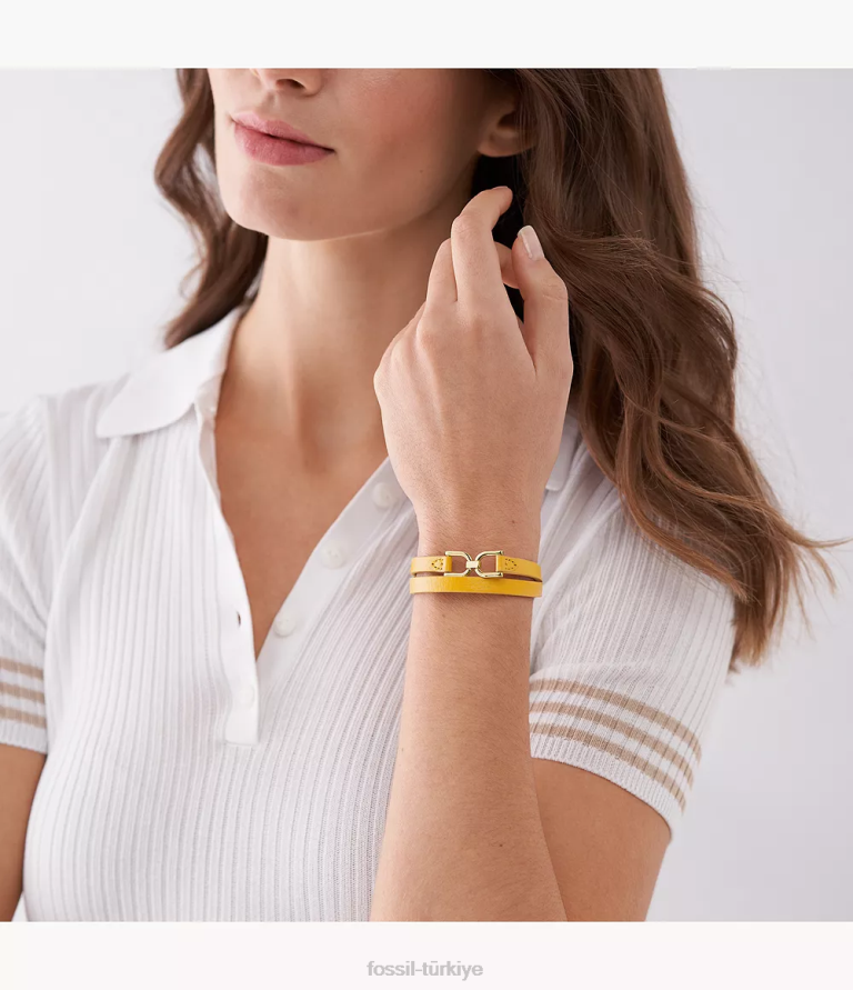 Fossil 6J04998 limon sarısı miras d-link deri kayış bileklik takı kadınlar
